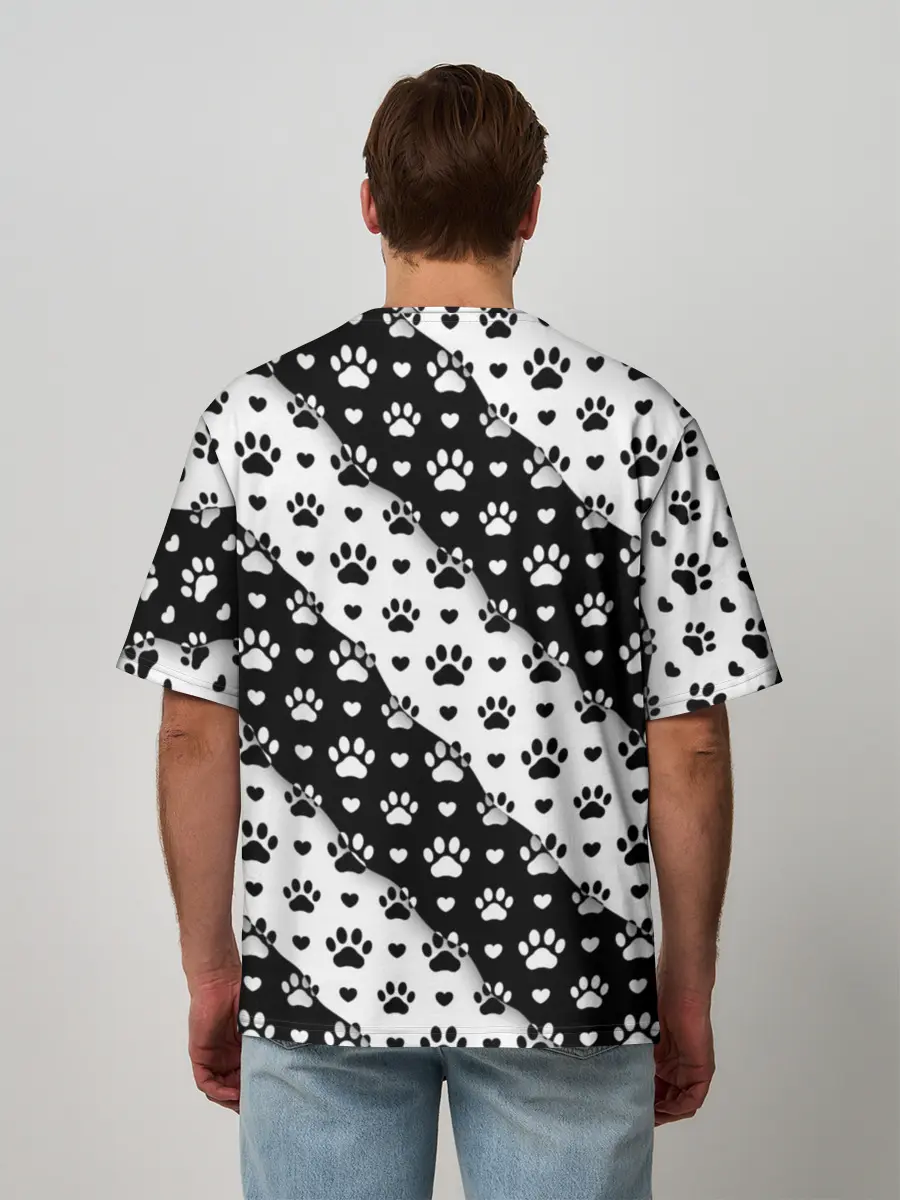 Мужская футболка оверсайз / Следы от Лап