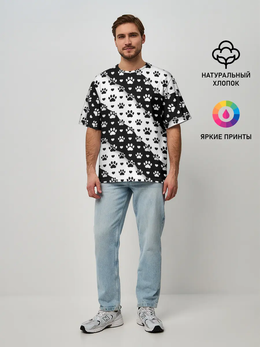 Мужская футболка оверсайз / Следы от Лап
