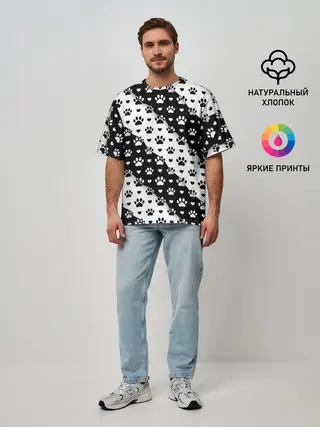 Мужская футболка оверсайз / Следы от Лап