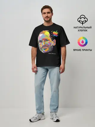 Мужская футболка оверсайз / Стив Джобс / Think Different