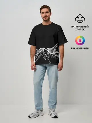 Мужская футболка оверсайз / Горы