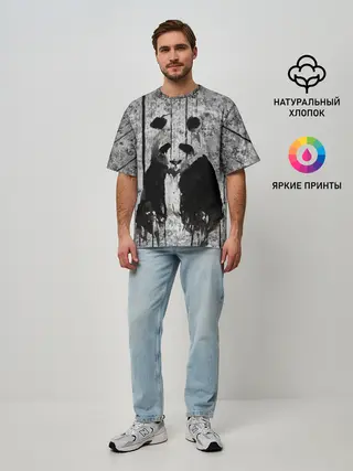 Мужская футболка оверсайз / Грустная Панда