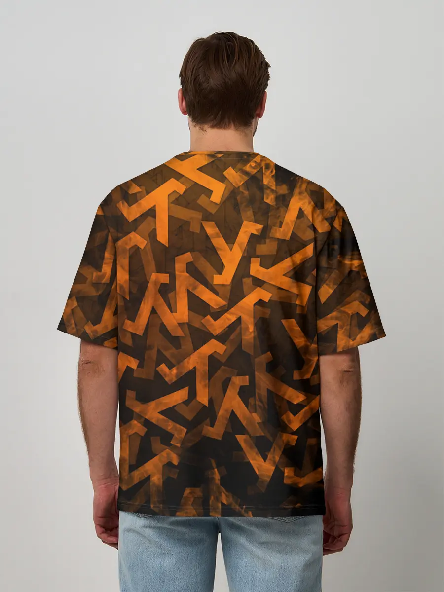 Мужская футболка оверсайз / ЛОГО КНОПКА | HALF-LIFE