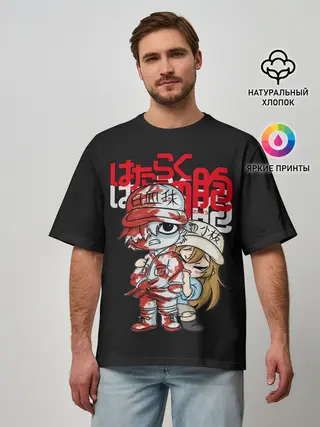 Мужская футболка оверсайз / Клетки в крови