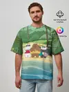 Мужская футболка оверсайз / Bears on the beach