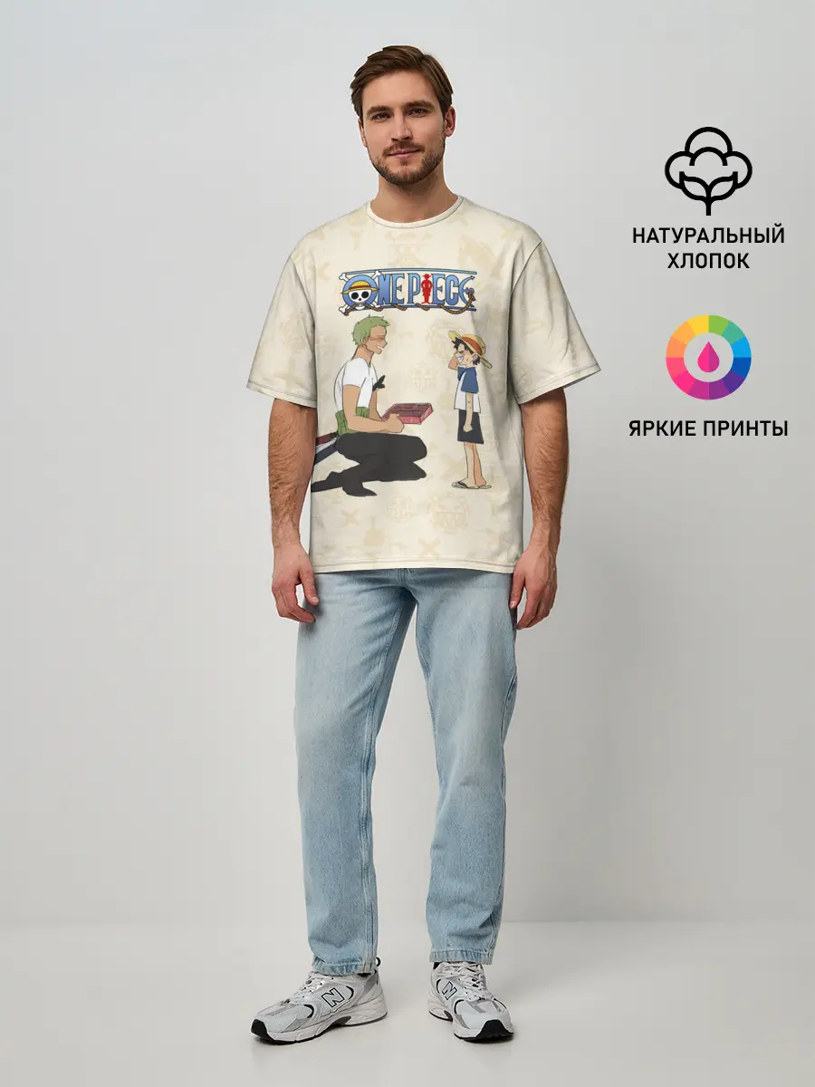 Мужская футболка оверсайз / Ророноа Зоро и малыш Манки Д. Луффи