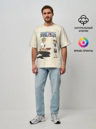 Мужская футболка оверсайз / Ророноа Зоро и малыш Манки Д. Луффи