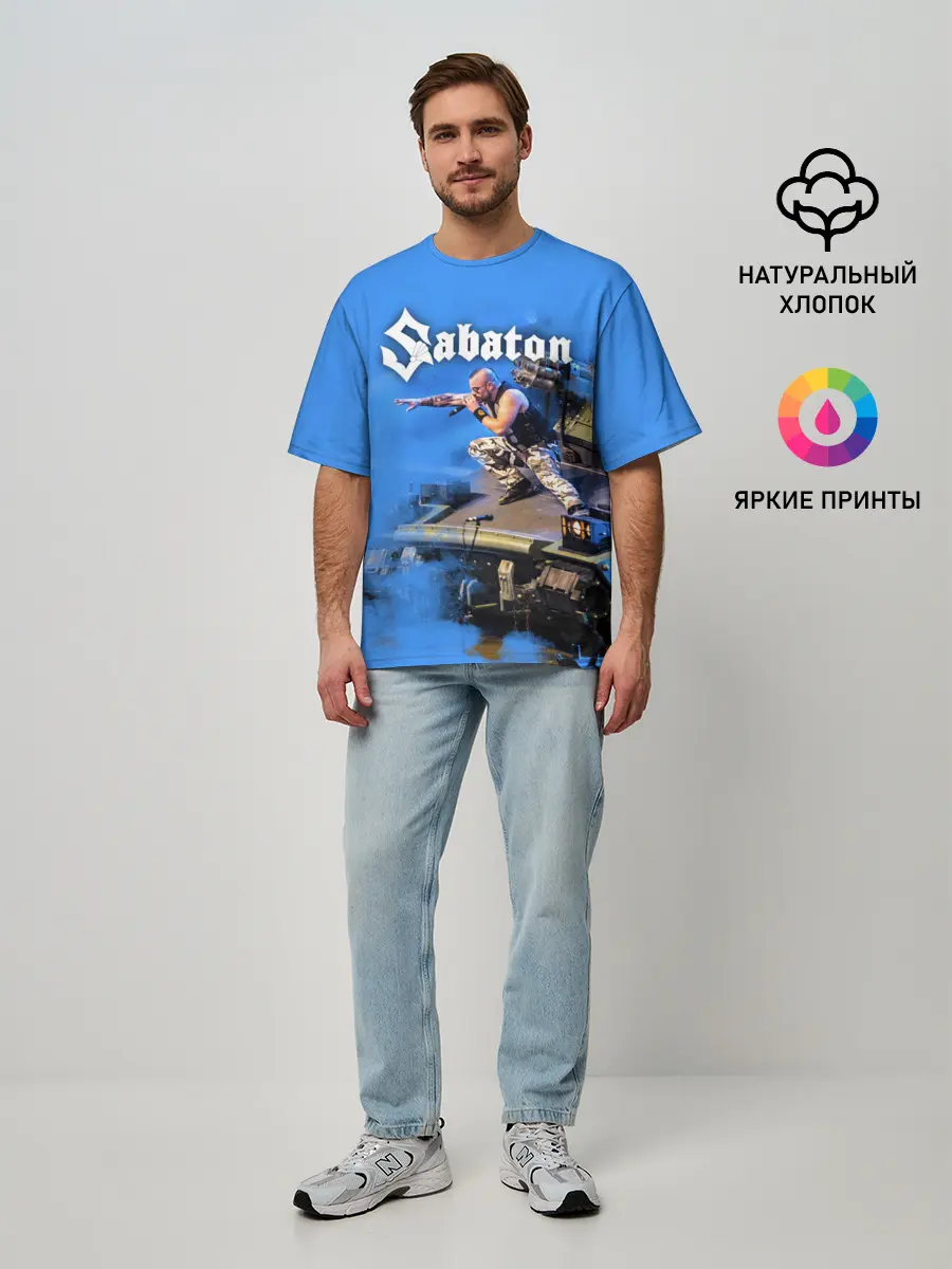 Мужская футболка оверсайз / Йоаким Броден на танке Sabaton