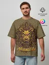 Мужская футболка оверсайз / Золотой лев на кресте