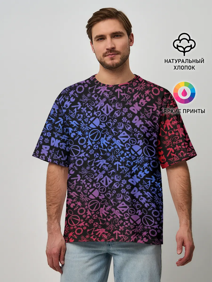 Мужская футболка оверсайз / Игровые бренды