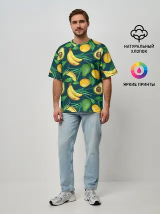 Мужская футболка оверсайз / Фрукты