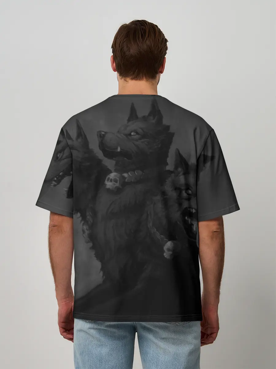 Мужская футболка оверсайз / Hades wolf
