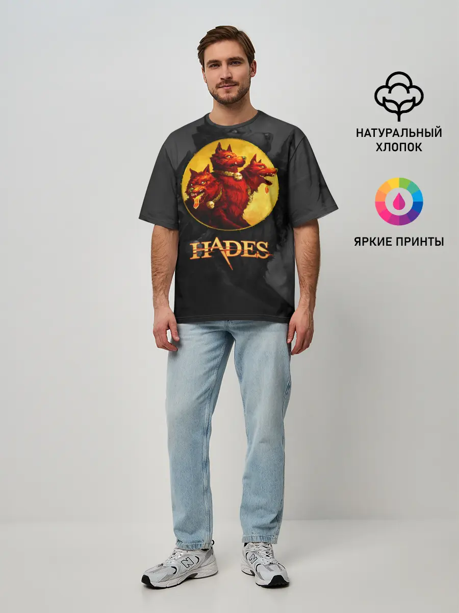 Мужская футболка оверсайз / Hades wolf