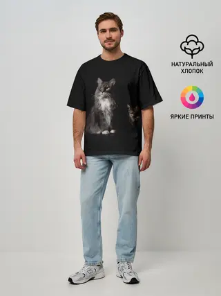Мужская футболка оверсайз / Котики