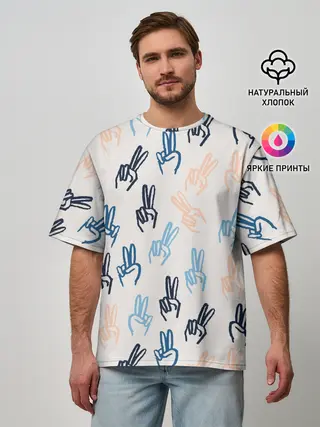 Мужская футболка оверсайз / Знаки победы