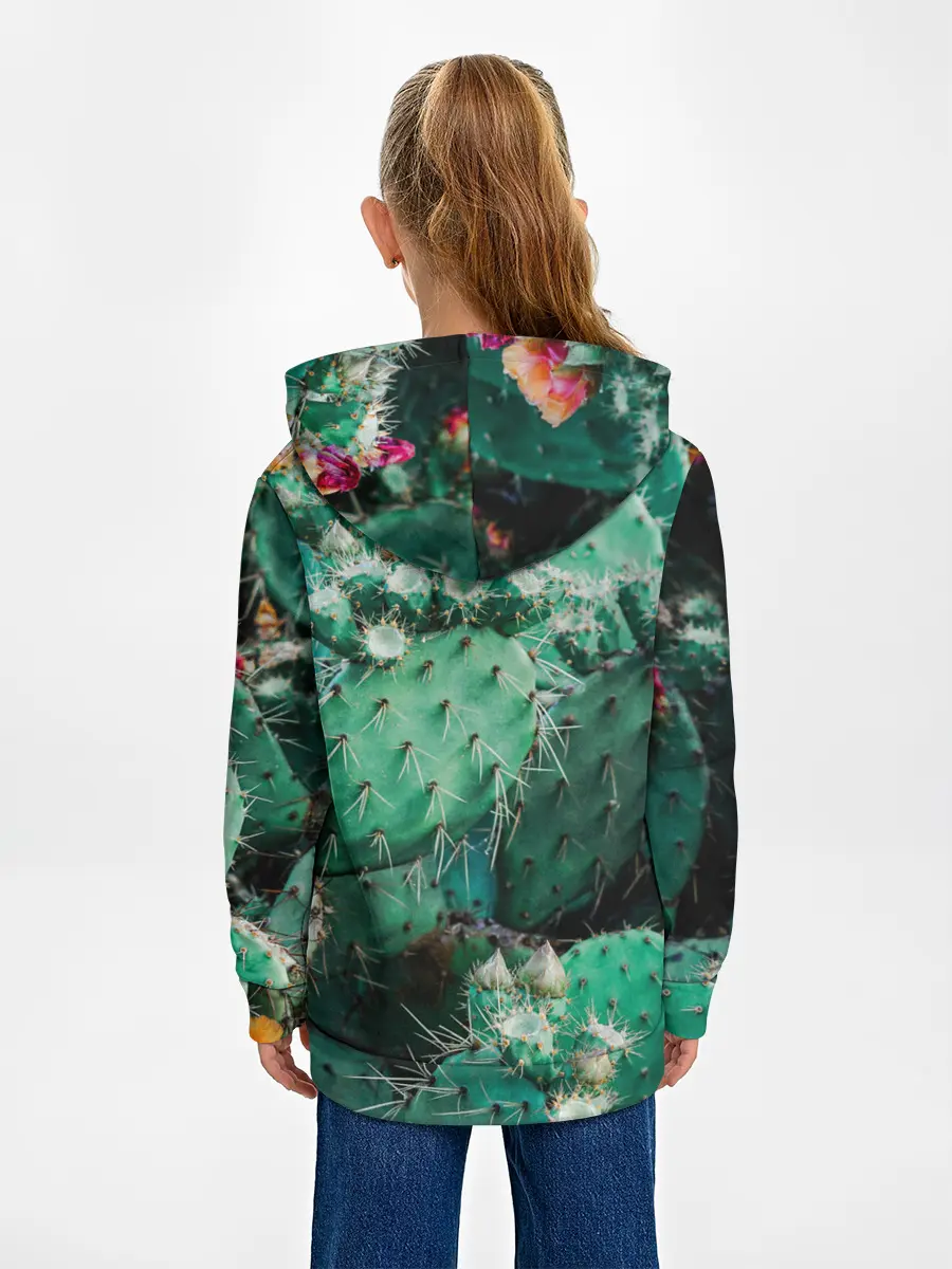 Детское худи / кактусы с цветами реализм