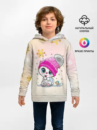 Детское худи / Новогодний кот