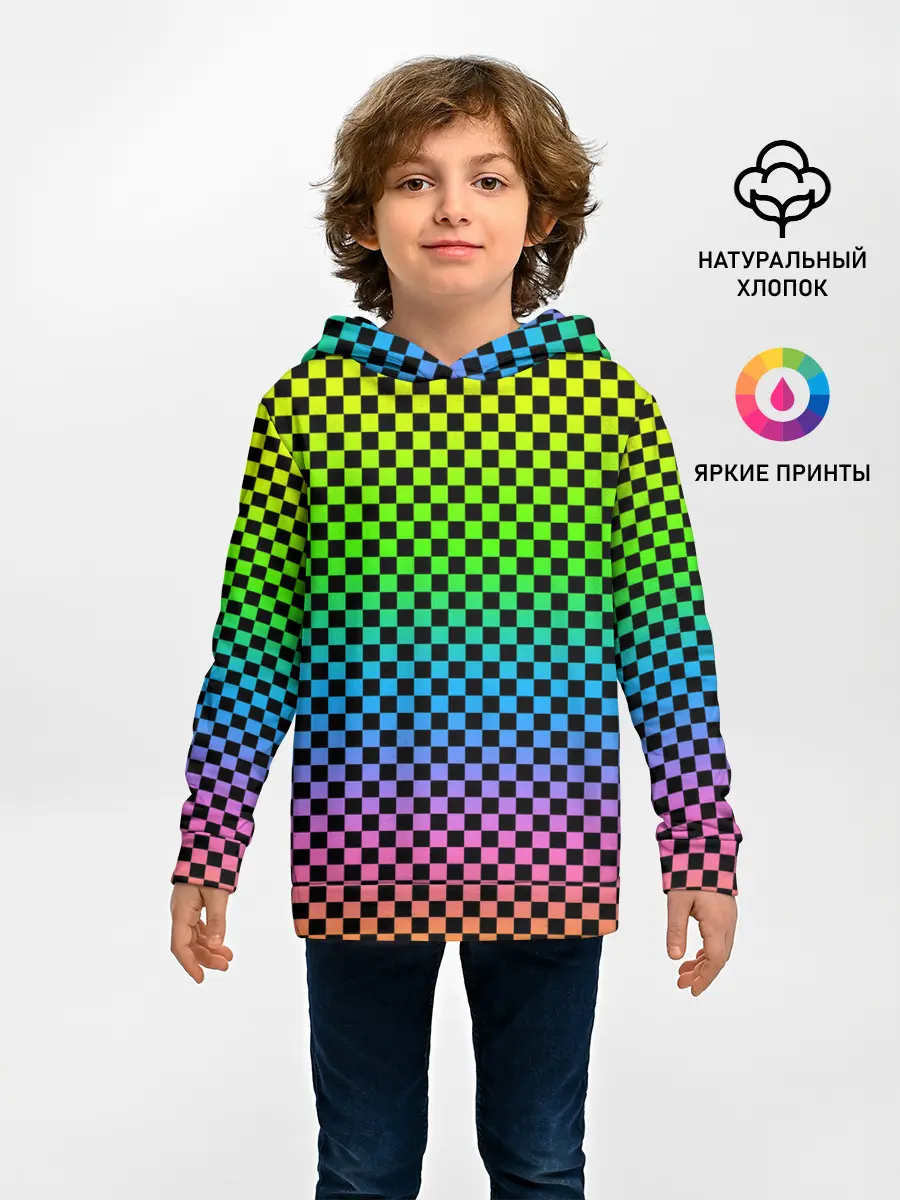 Детское худи / РАДУЖНАЯ ШАХМАТКА
