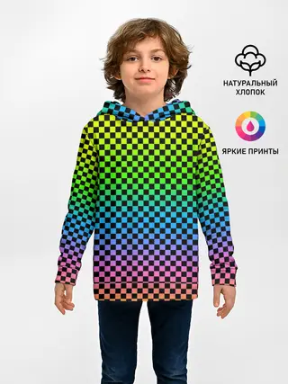 Детское худи / РАДУЖНАЯ ШАХМАТКА
