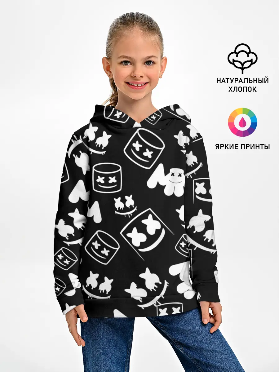Детское худи / Marshmello ЧБ