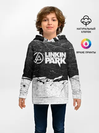 Детское худи / Линкин Парк Лого Рок ЧБ | Linkin Park Rock