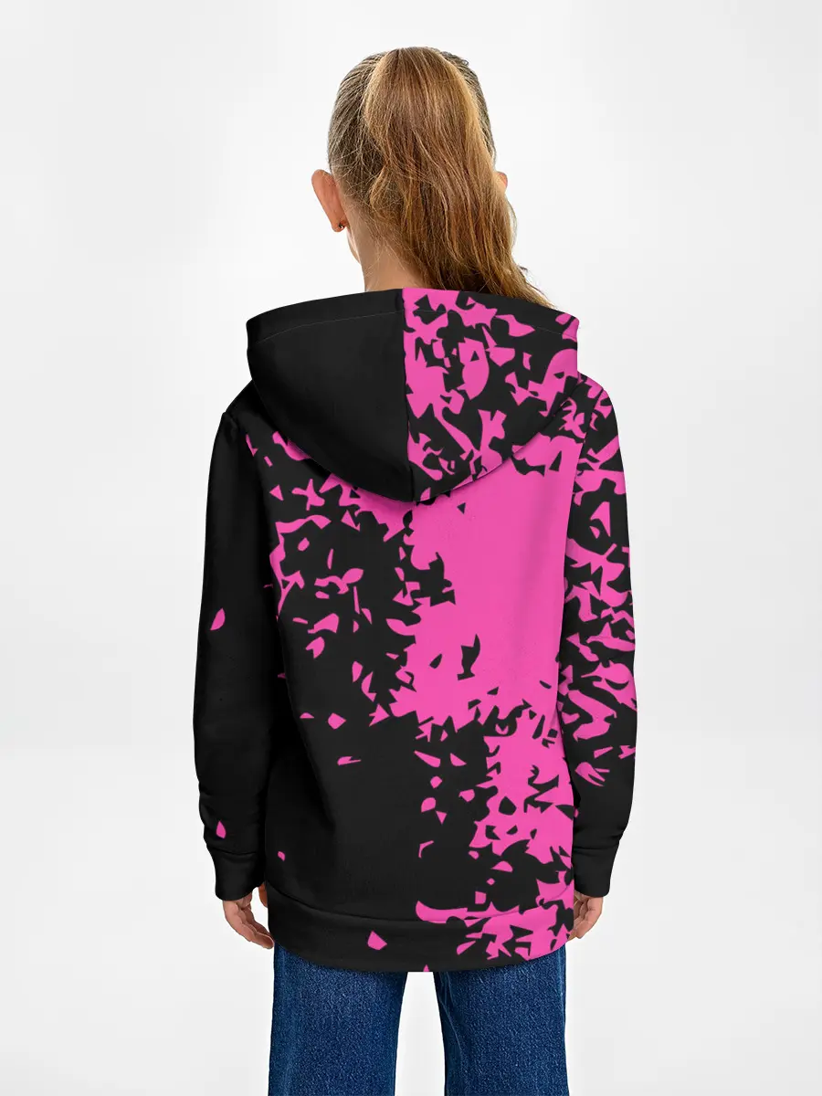 Детское худи / Love anime розовые кляксы на черном