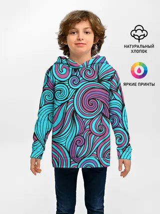 Детское худи / Синие листья