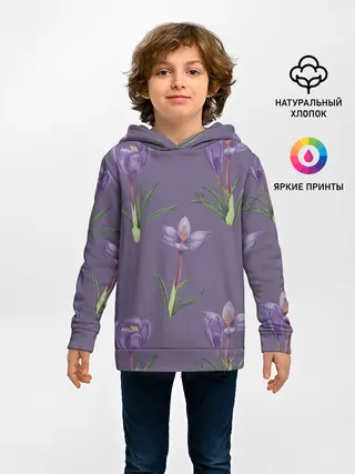 Детское худи / Цветы шафрана на фиолетовом