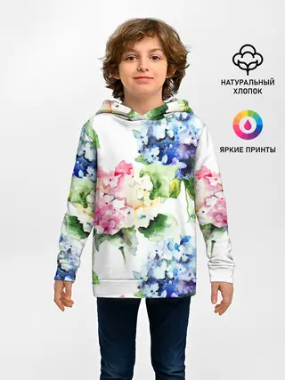 Детское худи / Акварель, гортензии