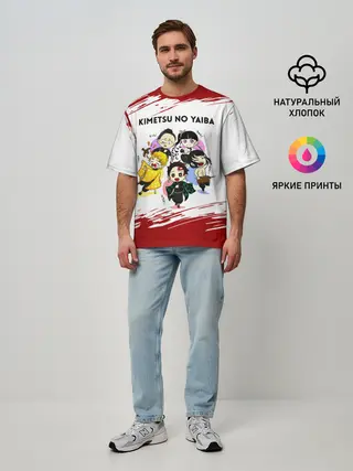 Мужская футболка оверсайз / Пять героев Kimetsu no Yaiba
