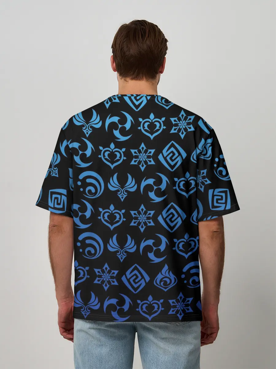 Мужская футболка оверсайз / ЗНАКИ | ГЕНШИН ИМПАКТ