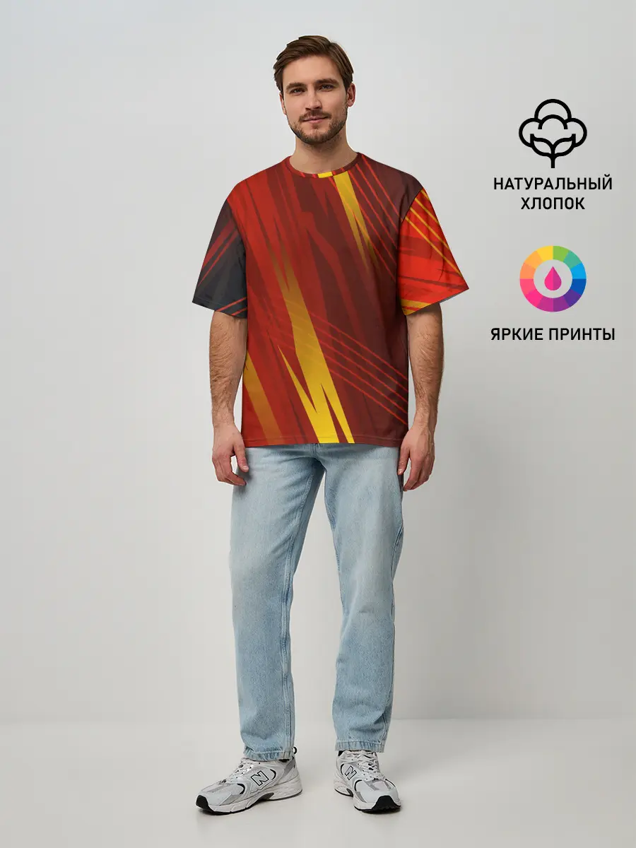 Мужская футболка оверсайз / Red sport style