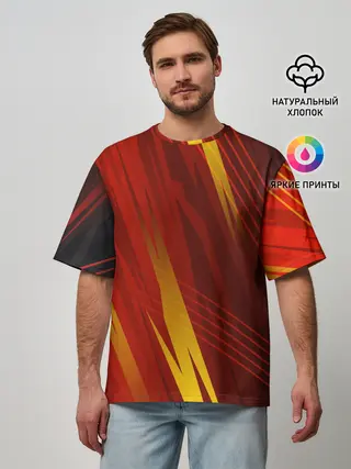 Мужская футболка оверсайз / Red sport style