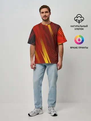 Мужская футболка оверсайз / Red sport style