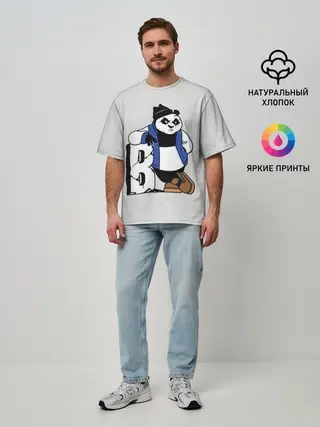 Мужская футболка оверсайз / Серьёзная Панда