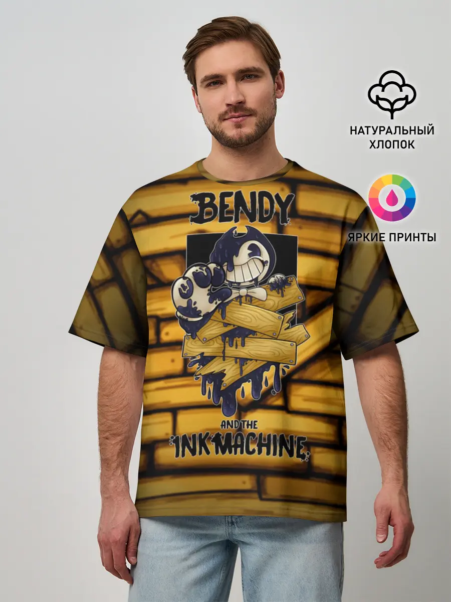 Мужская футболка оверсайз / Bendy and the ink machine