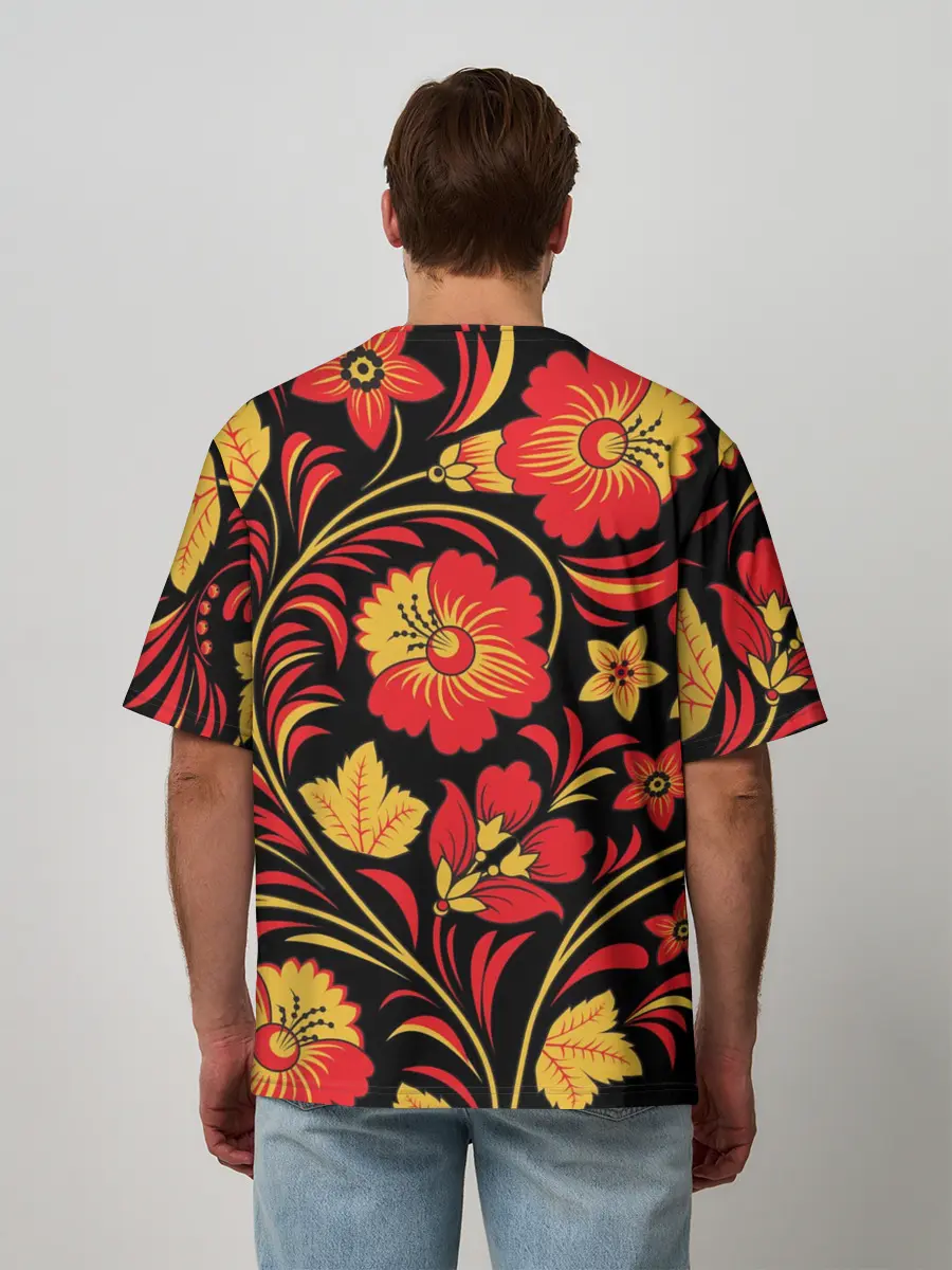 Мужская футболка оверсайз / Хохлома