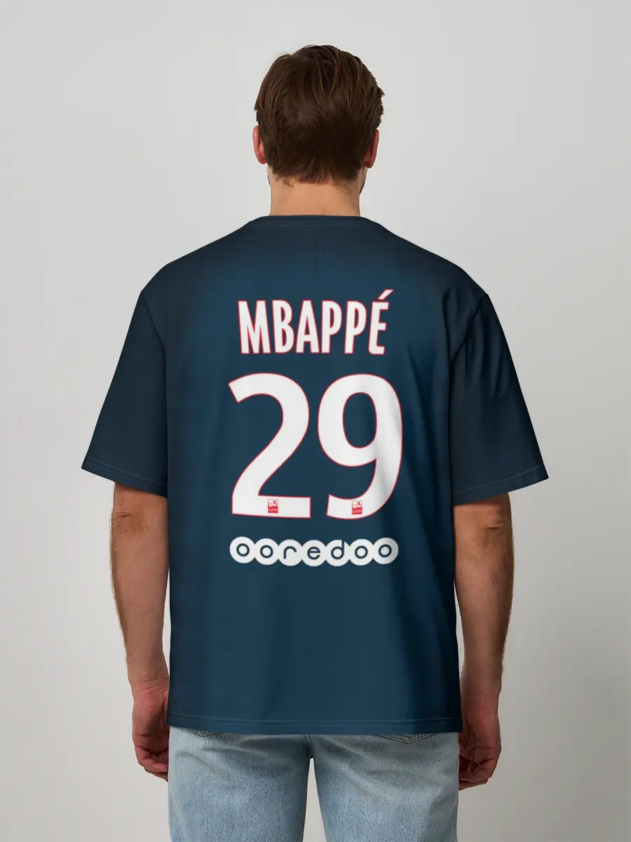 Мужская футболка оверсайз / Мбаппе Форма Домашняя 18/19