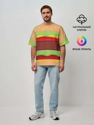 Мужская футболка оверсайз / Бургер