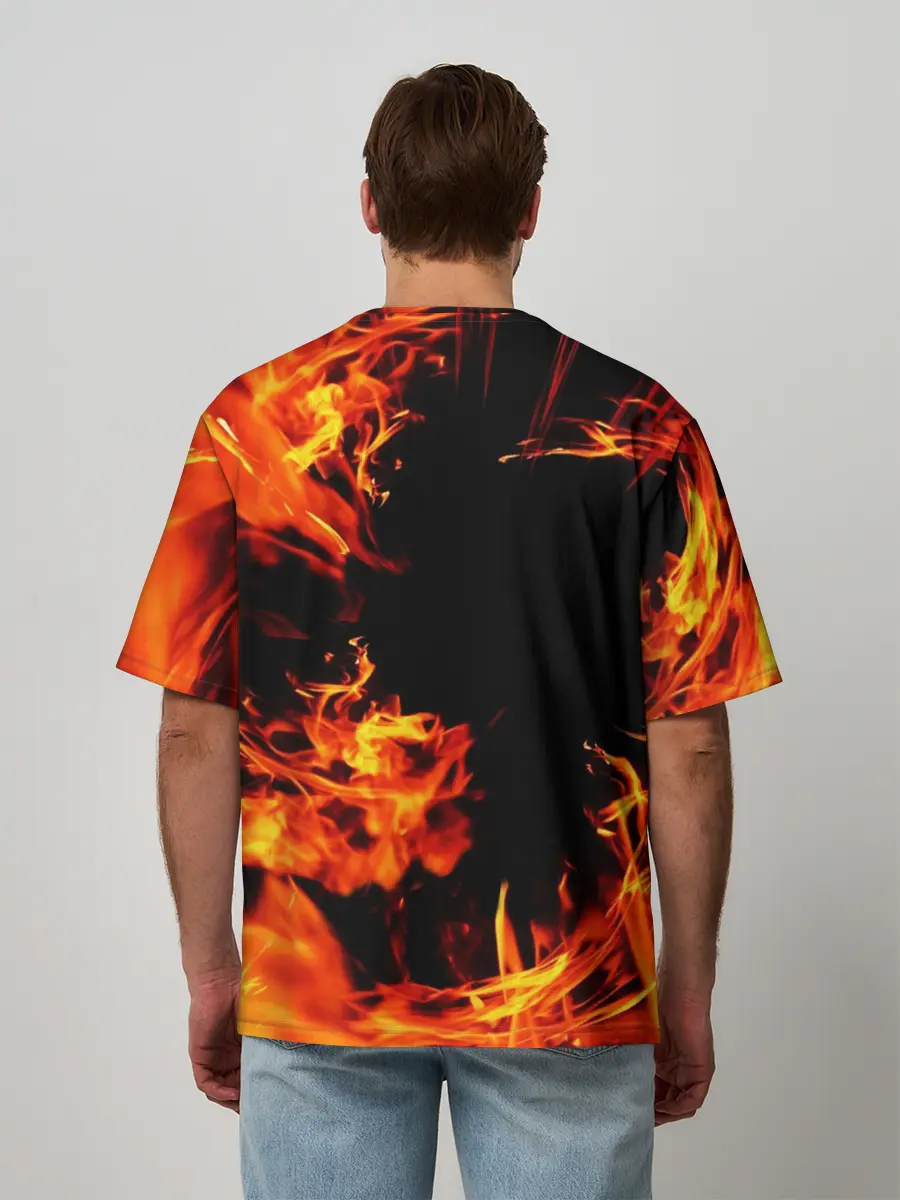 Мужская футболка оверсайз / ОГОНЬ | FIRE