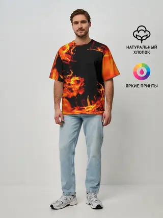 Мужская футболка оверсайз / ОГОНЬ | FIRE