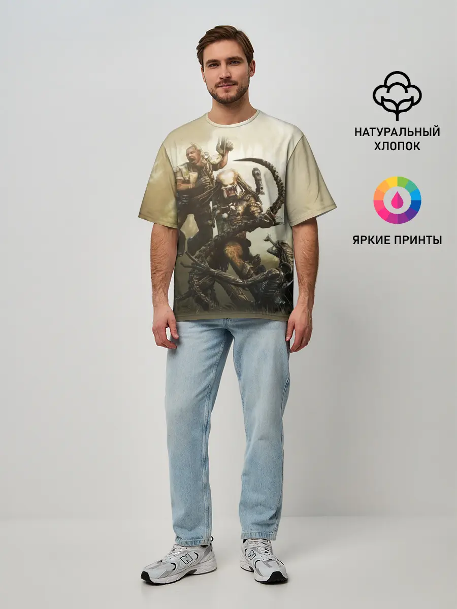 Мужская футболка оверсайз / Хищник