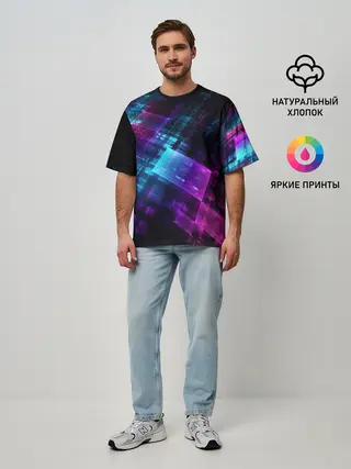 Мужская футболка оверсайз / НЕОНОВАЯ АБСТРАКЦИЯ