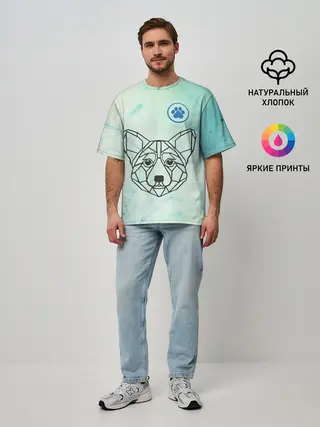 Мужская футболка оверсайз / Корги