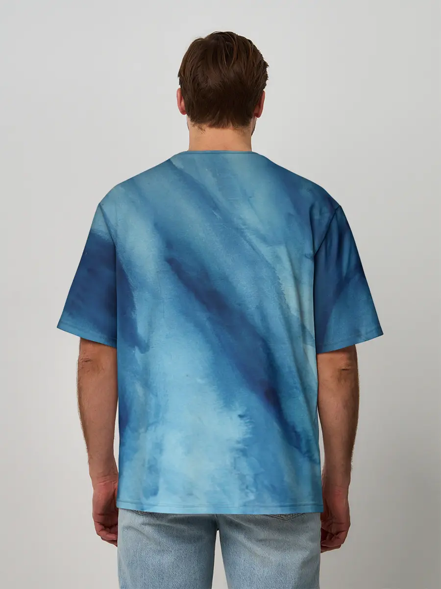 Мужская футболка оверсайз / Голубой мрамор