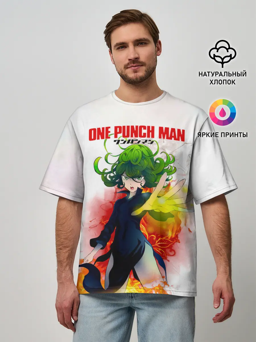 Мужская футболка оверсайз / Тацумаки One Punch-Man