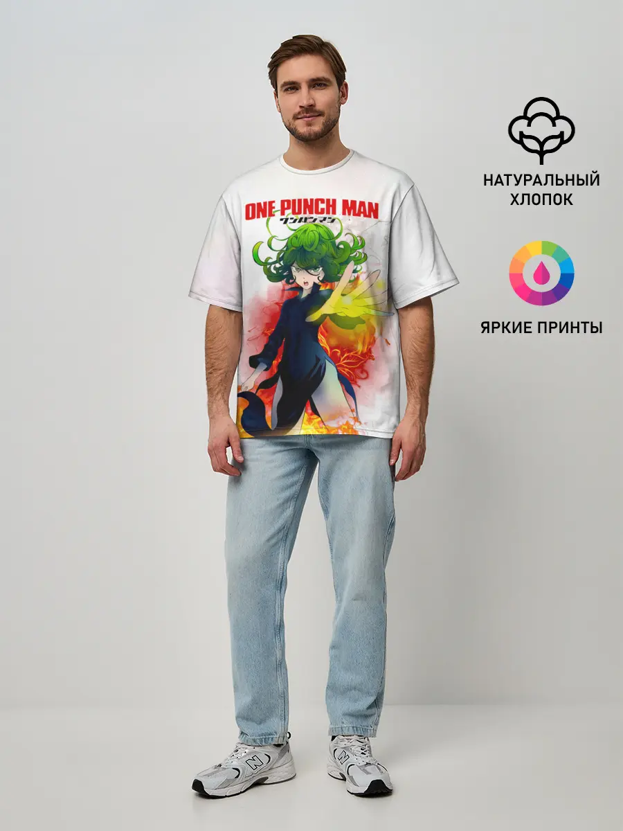 Мужская футболка оверсайз / Тацумаки One Punch-Man