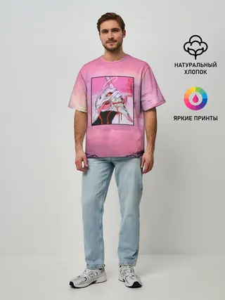 Мужская футболка оверсайз / Synthwave EVA Unit 01