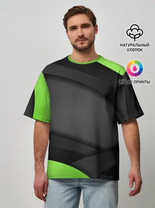 Мужская футболка оверсайз / Green / Black