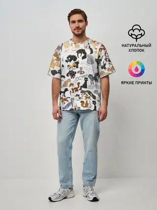 Мужская футболка оверсайз / Котоколлаж 03